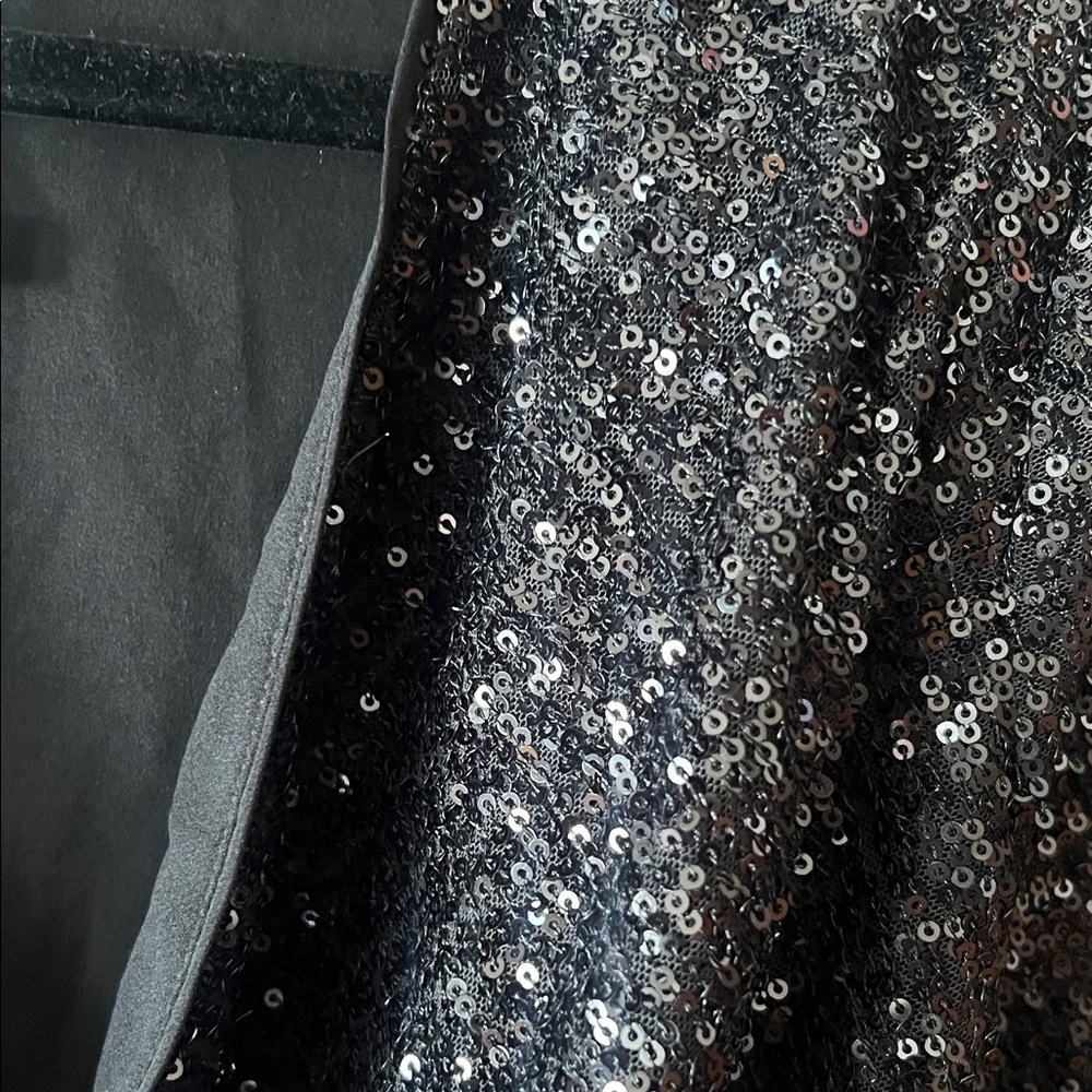 Camila Coelho Black Sequin Long Sleeve Cowl Neck Bodysuit - Picture 3 of 4
